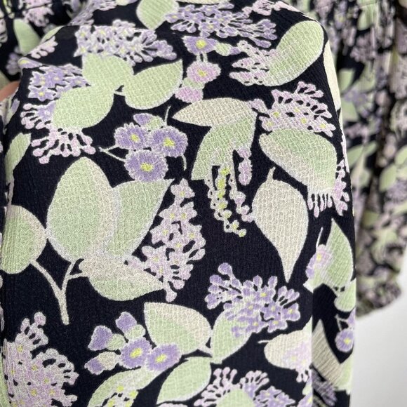 & Other Stories Smocked Floral Dress Womens Size 4 Long Sleeve Mini Square Neck - Picture 8 of 14